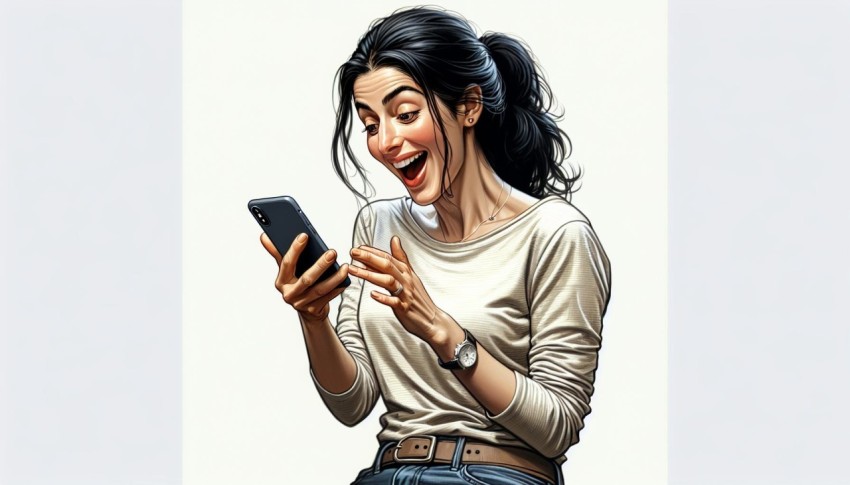 Take a candid shot of someone receiving good news over a text message 8