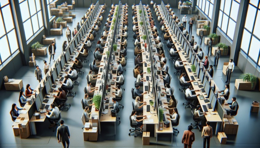 Snap a unique angle of a busy call center operation 2