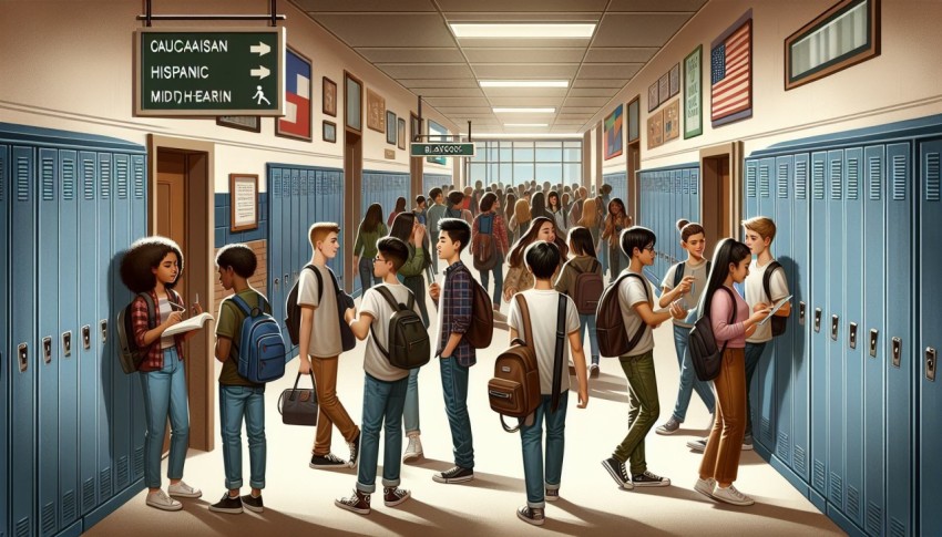 Photograph a bustling school hallway during class change 5