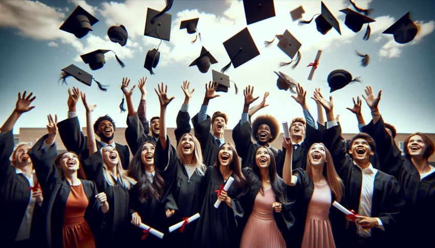 Snap a shot of high school graduates tossing their caps into the air  10