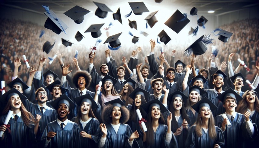 Snap a shot of high school graduates tossing their caps into the air  9