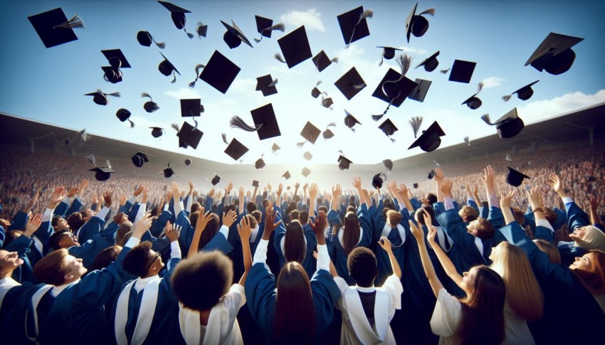 Snap a shot of high school graduates tossing their caps into the air  8