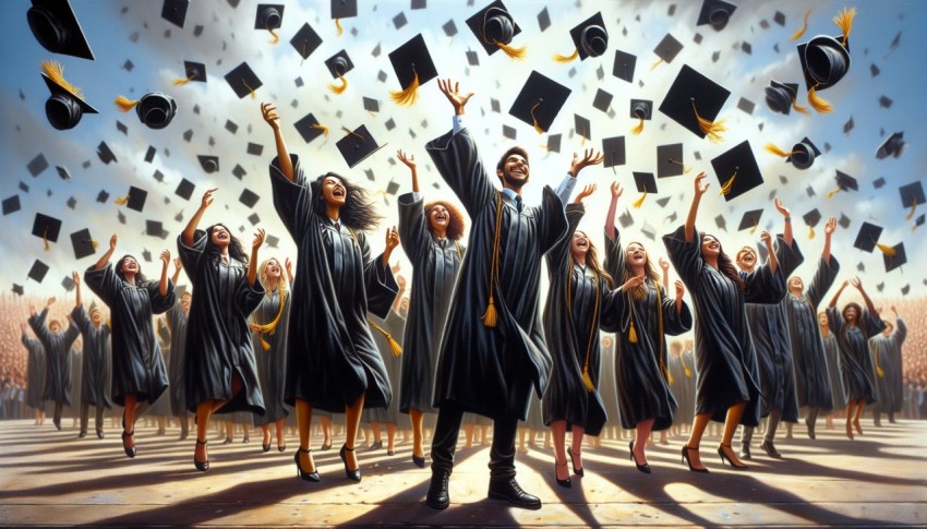 Snap a shot of high school graduates tossing their caps into the air  7