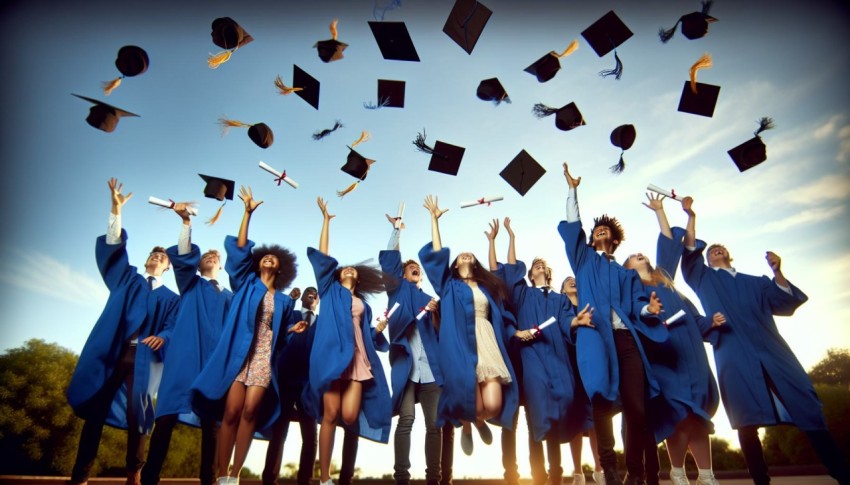 Snap a shot of high school graduates tossing their caps into the air  6