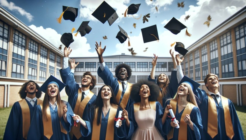 Snap a shot of high school graduates tossing their caps into the air  5