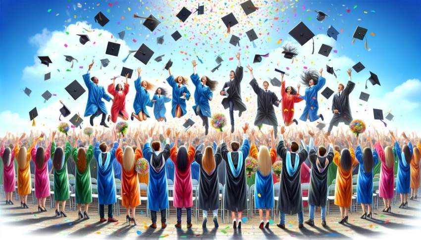 Snap a shot of high school graduates tossing their caps into the air  4