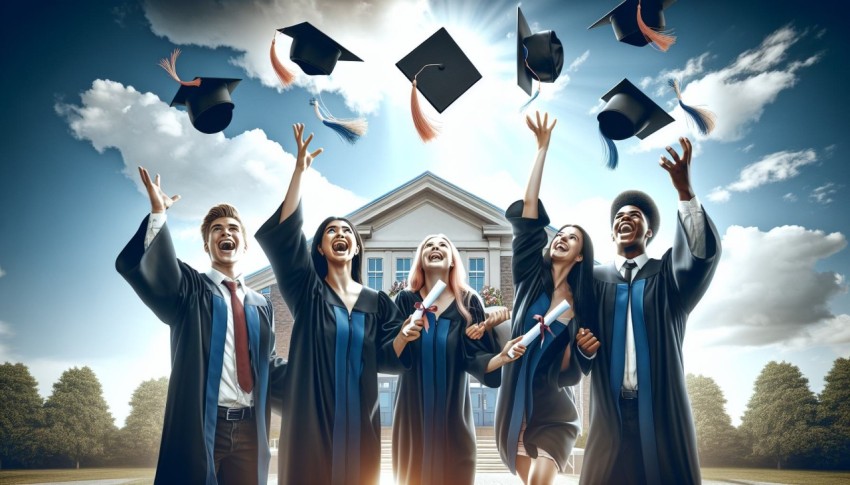 Snap a shot of high school graduates tossing their caps into the air  2