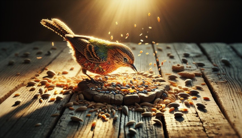 Dietary Elegance  A Bird Feeding on Natural Seeds