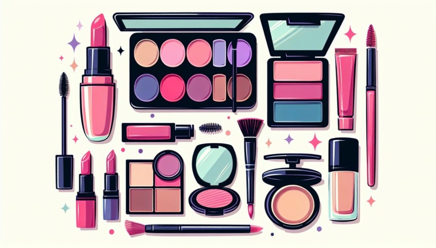 เครื่องสำอาง Cosmetics พื้นหลังขาว  graphic white background