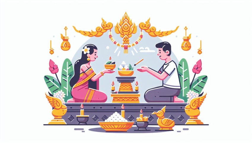 คำ บูชา ถวาย อาหาร พระภูมิ เจ้าที่ Food Offering Prayers พื้นหลังขาว  graphic white background