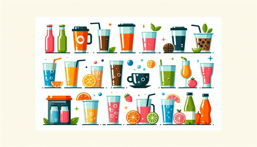 เครื่องดื่ม Drinks พื้นหลังขาว  graphic white background