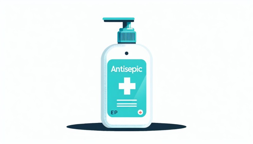 ยาฆ่าเชื้อ Antiseptic พื้นหลังขาว  graphic white background