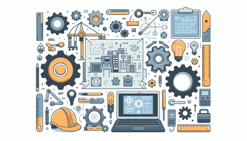 วิศวกรรม Engineering พื้นหลังขาว  graphic white background