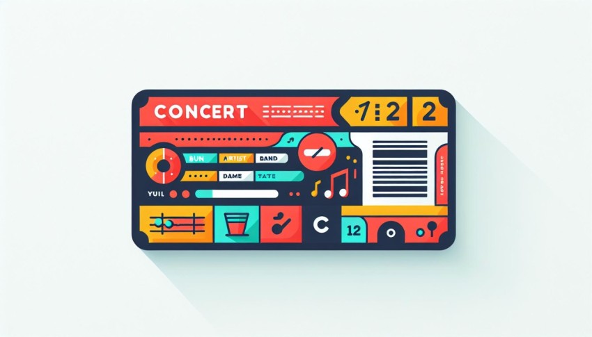 บัตรคอนเสิร์ต Concert Tickets พื้นหลังขาว  graphic white background