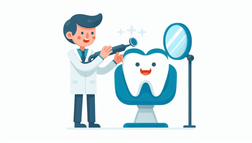 หมอฟัน Dentist พื้นหลังขาว  graphic white background