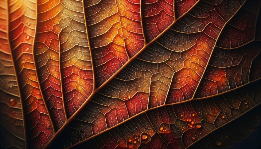 Zoom in on the intricate details of an autumn leaf.