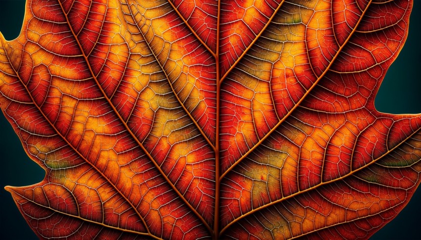 Zoom in on the intricate details of an autumn leaf.