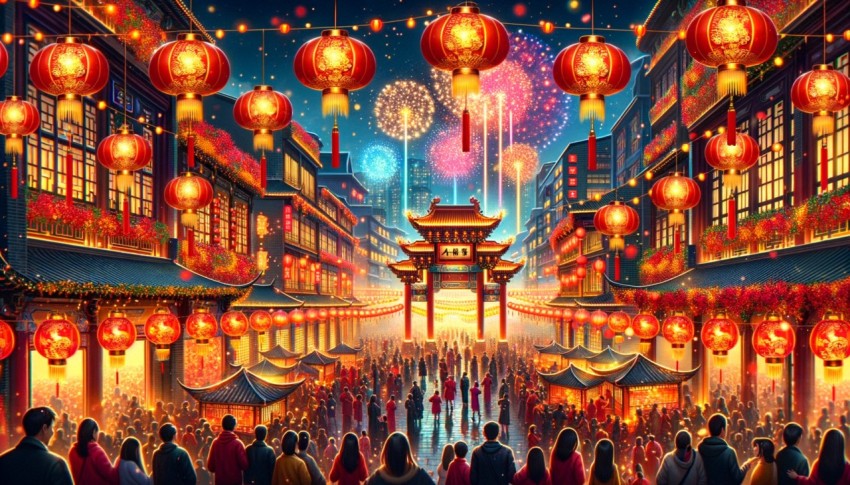 Interior view of Chinese style during Chinese New Year.