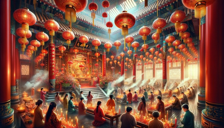 Interior view of Chinese style during Chinese New Year.