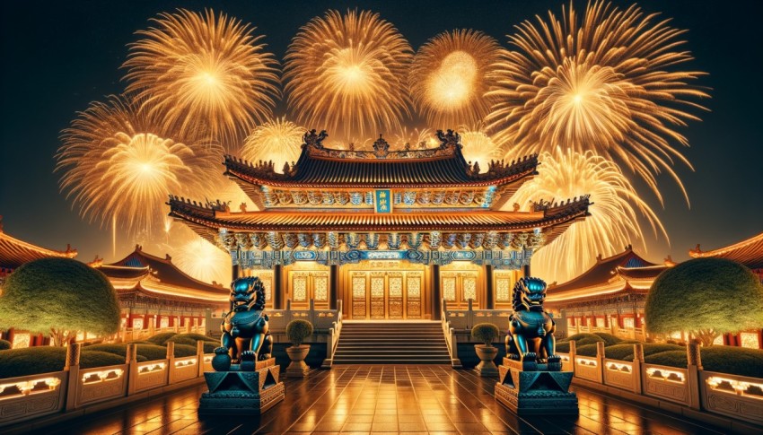 Interior view of Chinese style during Chinese New Year.