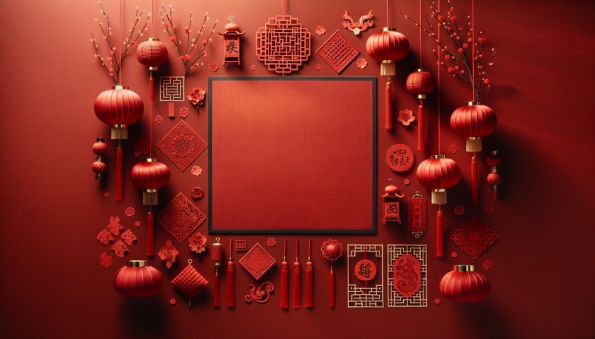 Minimal decoration for a festive Chinese New Year backdrop.