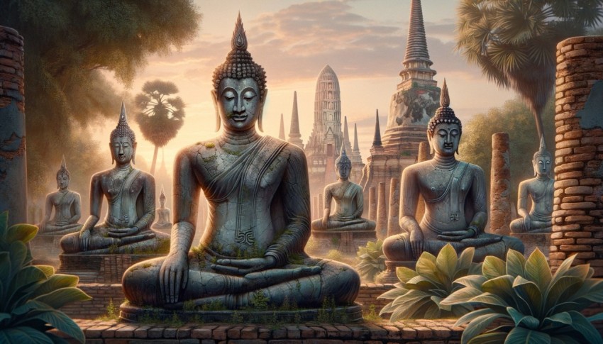 Ancient Buddha series in Ayutthaya, Thailand