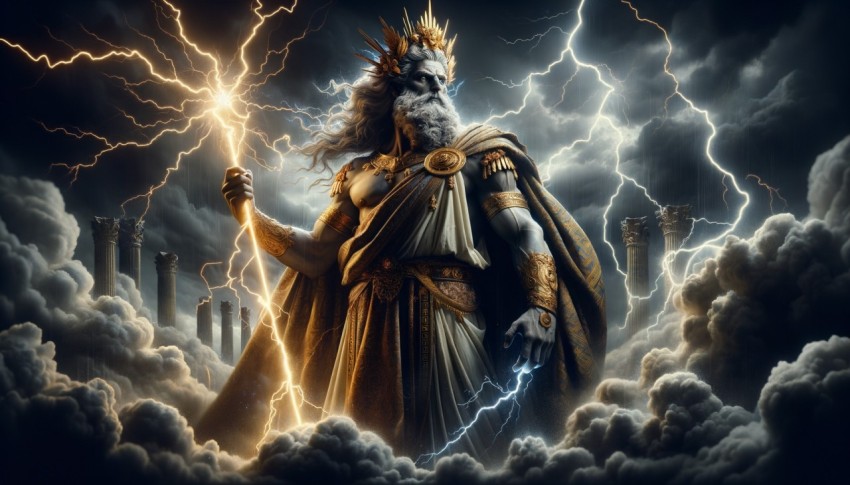 The supreme god of Olympus and ruler of Greece.