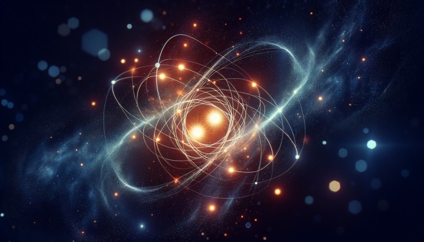 The quantum entanglement is represented by particles that are interconnected.