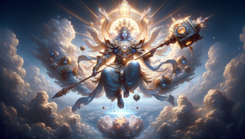 The Sky God, master of the heavens, summons thunderstorms to show his power and fury.