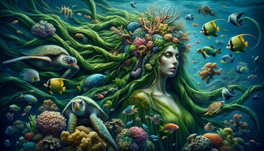 The underwater kingdom ruled by the Sea Goddess, a realm of beauty beneath the ocean.