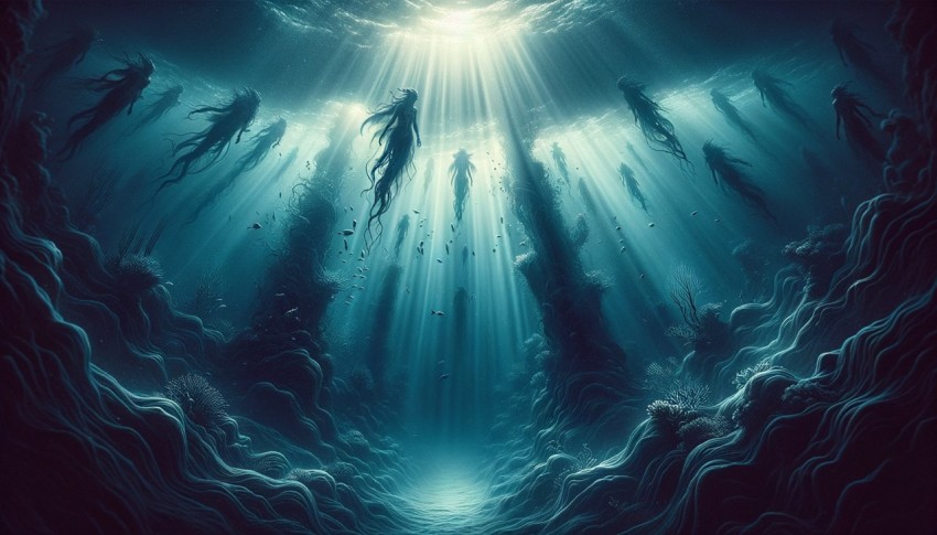 The underwater kingdom ruled by the Sea Goddess, a realm of beauty beneath the ocean.