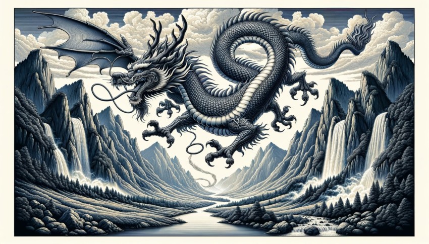 dragon in the image of a giant dragon controlling the sea