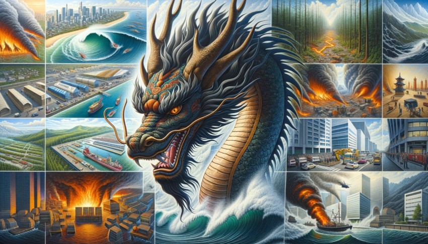 dragon in the image of a giant dragon controlling the sea