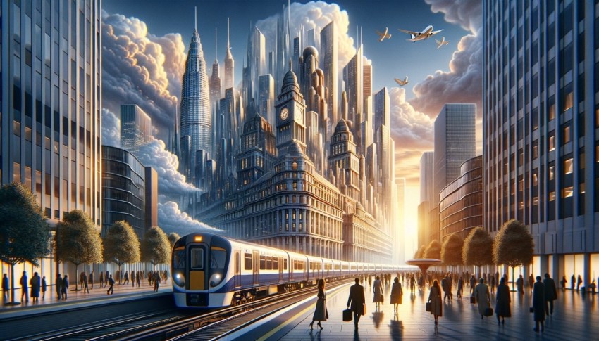 A city that can travel through time, or a city that may shift locations or move through different times and places.