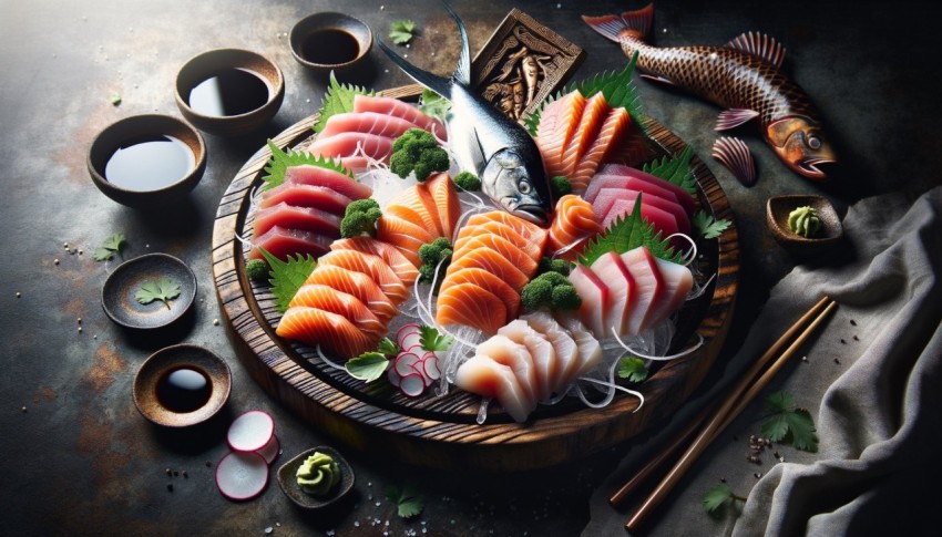 Making sashimi in Japan involves preparing fresh fish or seafood without seasoning or cooking.