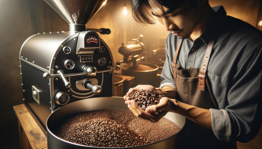 The process of preparing a beverage from coffee beans.