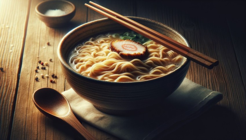 Japanese ramen, Asian-style floating noodles.