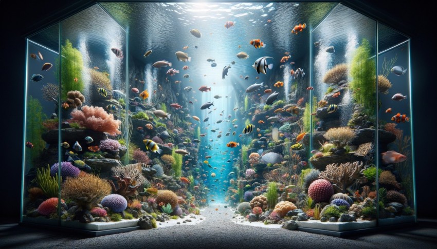 Aquarium used for relaxation and studying living creatures.