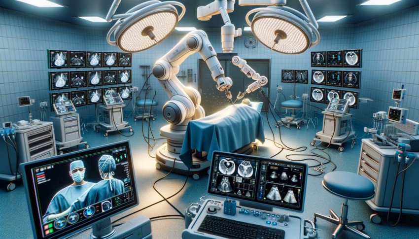 Robot-assisted surgery and the surgical procedure.