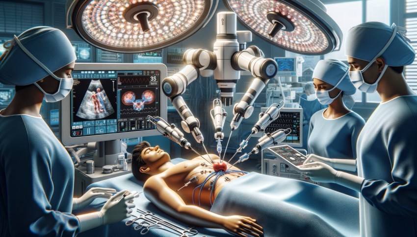 Robot-assisted surgery and the surgical procedure.