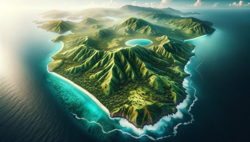 Aerial view of various islands, beautiful scenery.