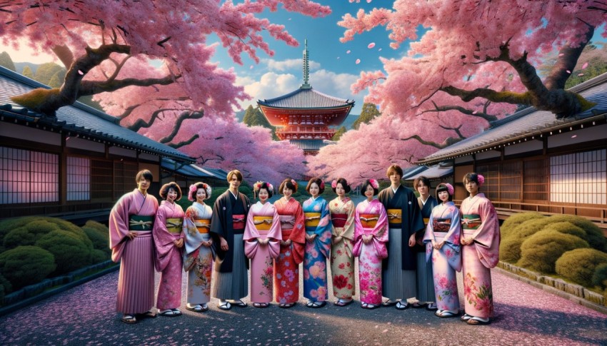 During the Hanami tradition People hold picnics under the cherry trees with family and friends. along with drinking alcohol and eating food together.