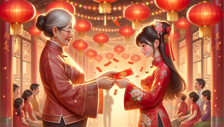 Chinese New Year is a celebration of the new year according to the Chinese lunar calendar. It features family gatherings.