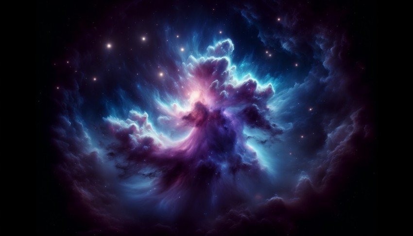 A hyper-realistic image of a glowing nebula in the distant universe