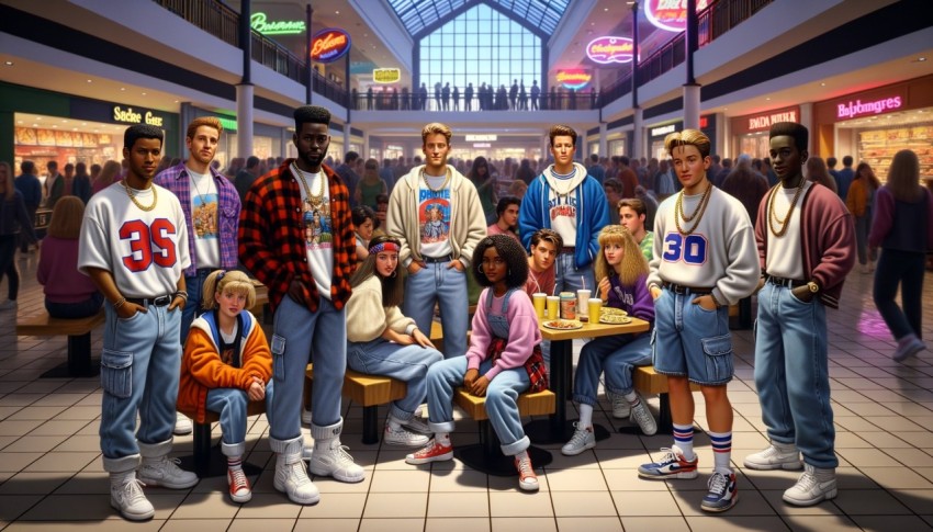 90s teenagers with vintage-style outfits