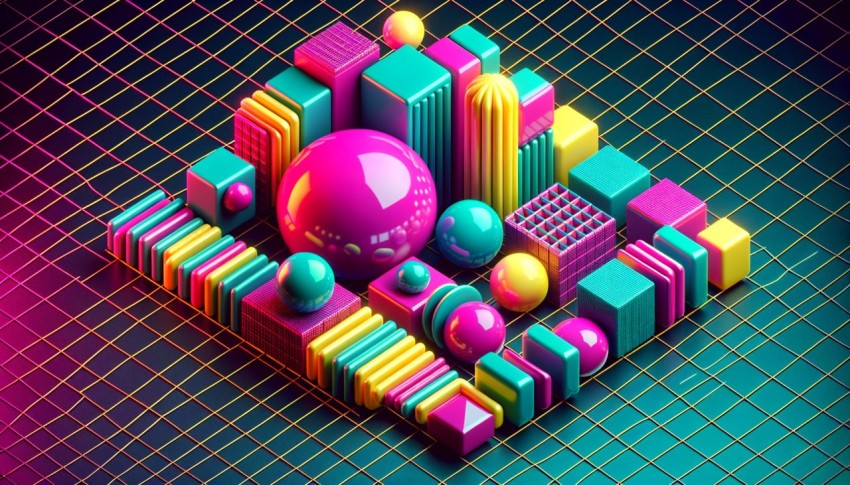 90s art and graphics are characterized by bold colors, geometric patterns, and pop culture inspiration.