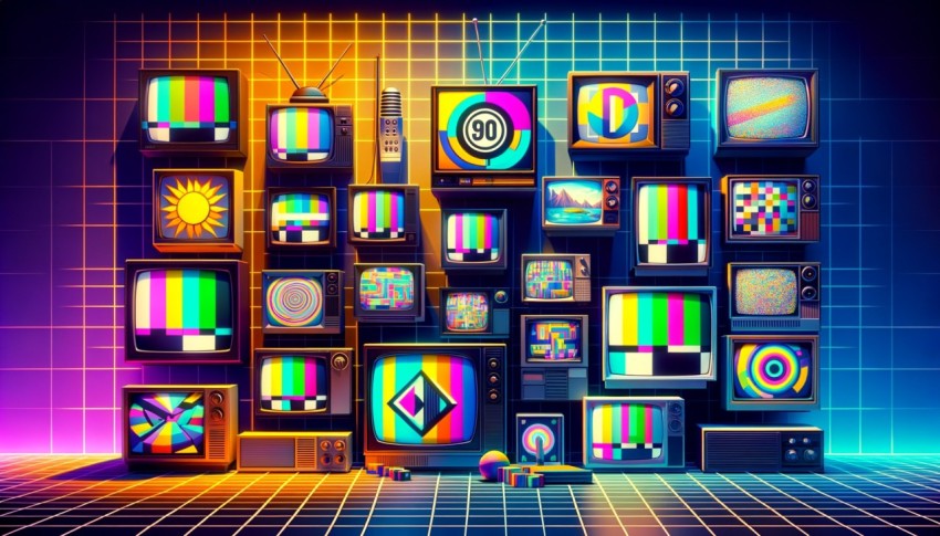 90s art and graphics are characterized by bold colors, geometric patterns, and pop culture inspiration.