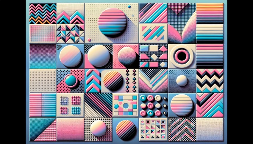 90s art and graphics are characterized by bold colors, geometric patterns, and pop culture inspiration.