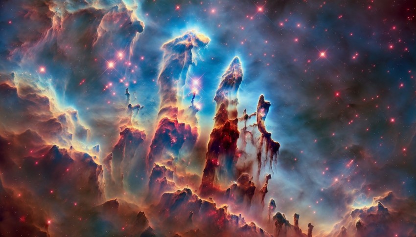 A circular nebula in space photographed by a satellite