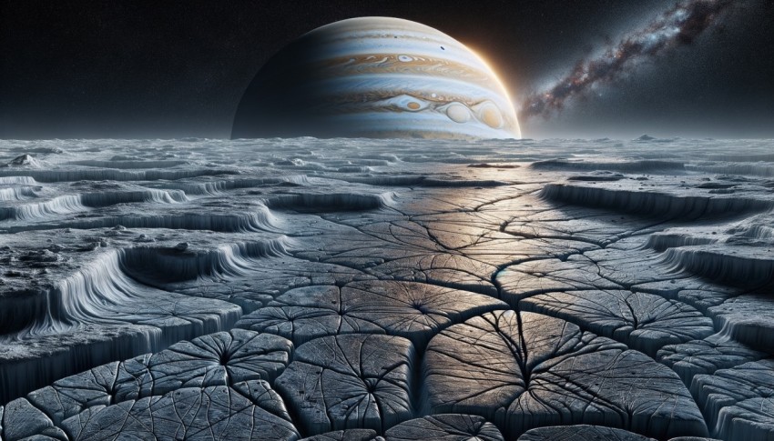 The surface of a planet containing various gases